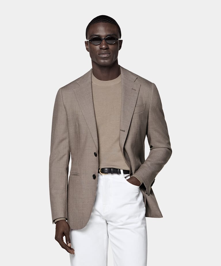 Taupe Tailored Fit Havana Suit Jacket
