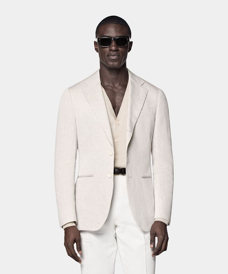 Light Taupe Tailored Fit Havana Suit Jacket