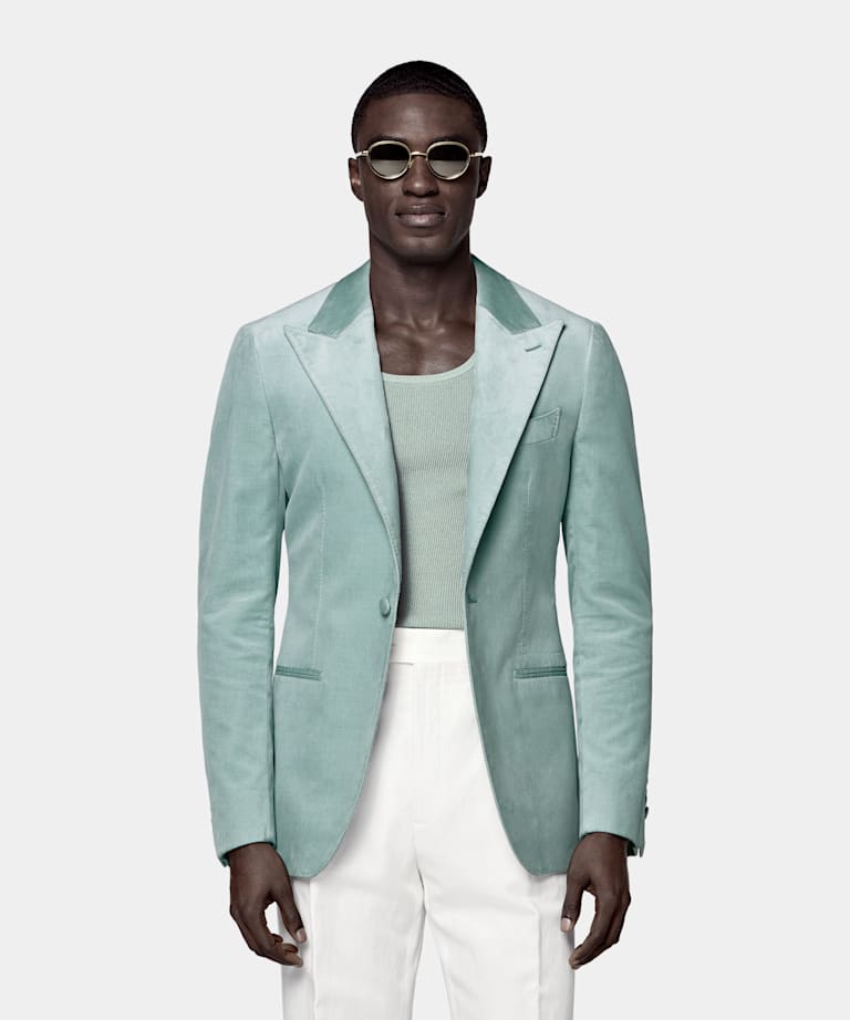 Mid Blue Tailored Fit Havana Dinner Jacket