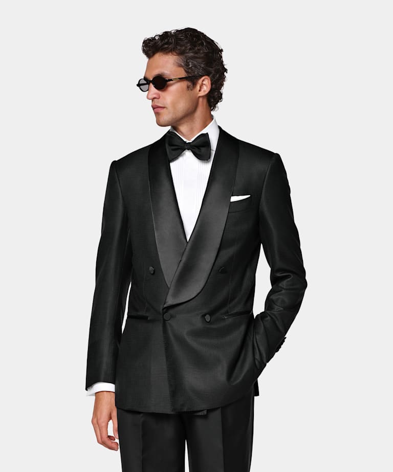 Black Striped Tailored Fit Milano Dinner Jacket