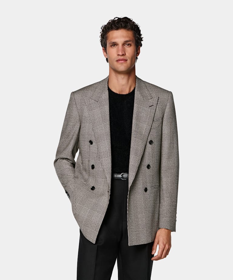 Mid Brown Checked Relaxed Fit Roma Blazer