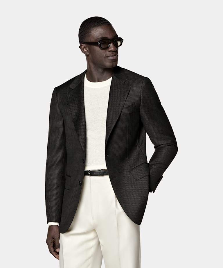 Blazer Milano verde oscuro pata de gallo corte Tailored