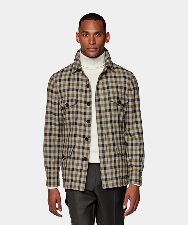 Mid Brown Checked William Shirt-Jacket