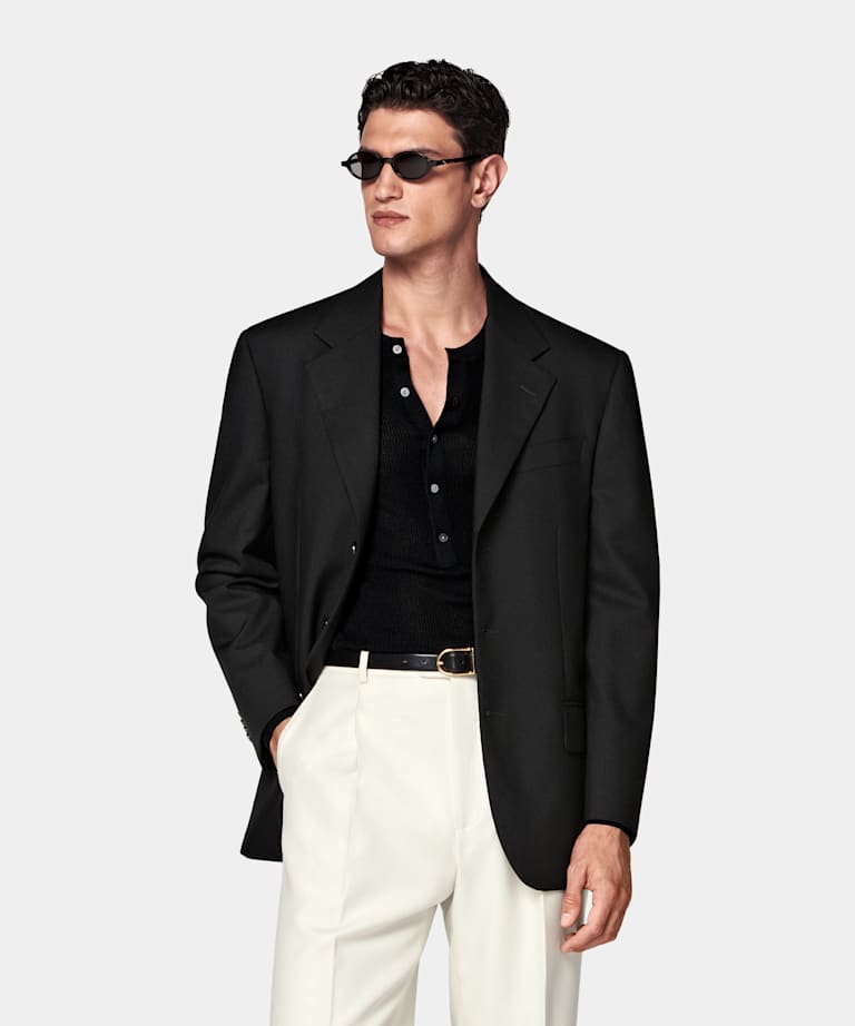 Black Relaxed Fit Roma Suit Jacket
