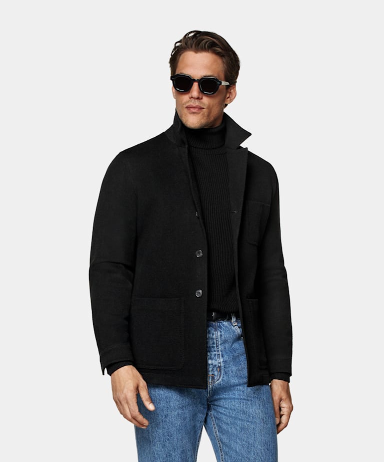 Black Relaxed Fit Shirt-Jacket