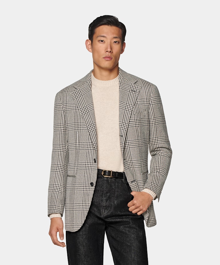 Black Checked Relaxed Fit Roma Blazer