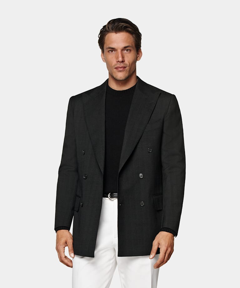 Blazer Milano negro punto de espiga corte Tailored