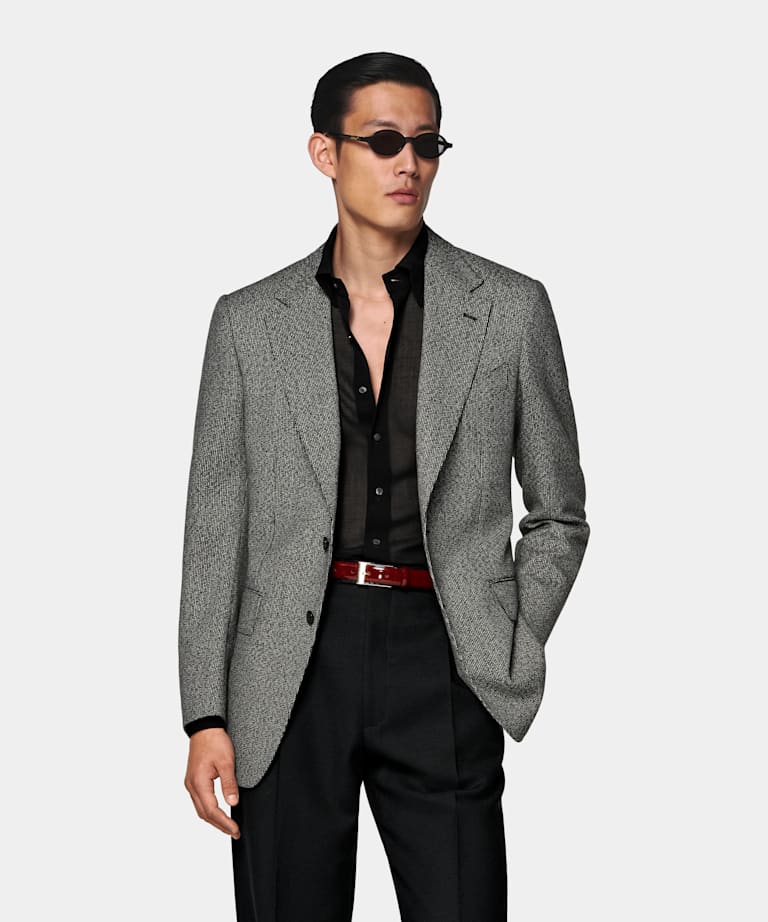 Black Striped Tailored Fit Milano Blazer