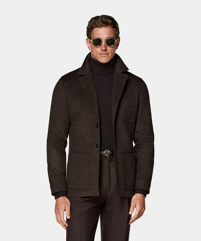Dark Brown Relaxed Fit Shirt-Jacket