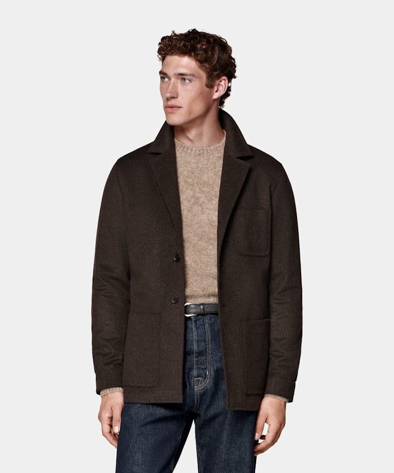 Dark Brown Relaxed Fit Shirt-Jacket
