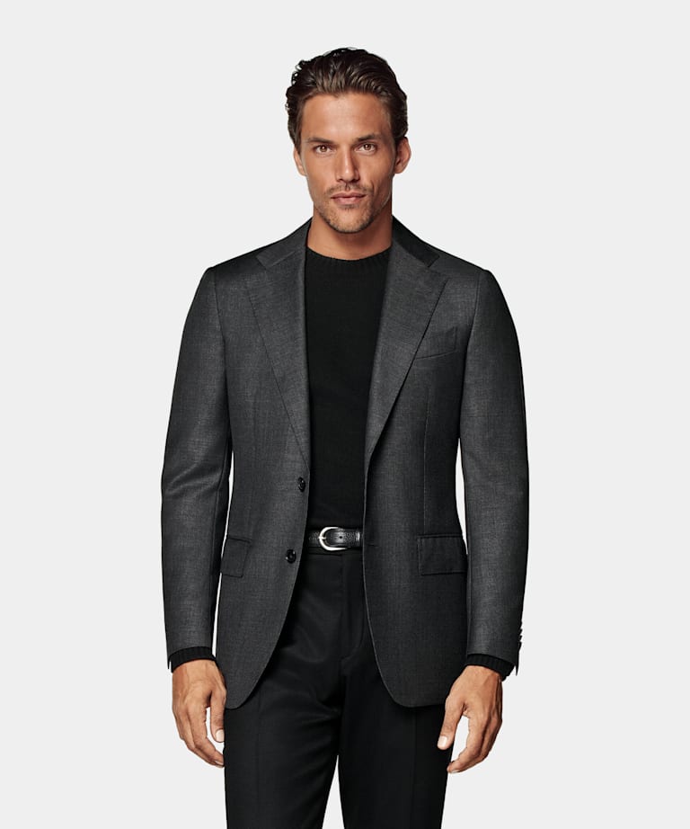 Dark Grey Tailored Fit Havana Suit Jacket