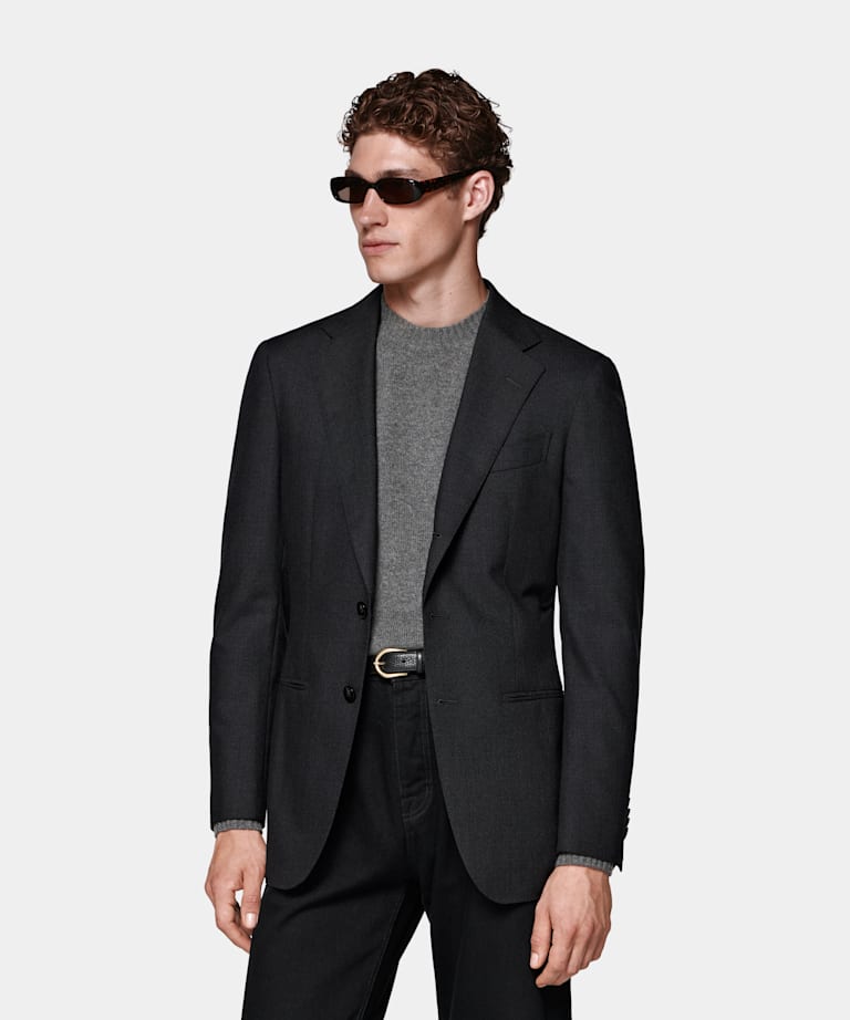 Dark Grey Tailored Fit Havana Suit Jacket