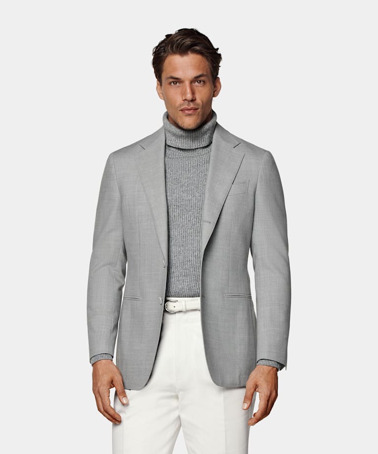 Light Grey Tailored Fit Havana Suit Jacket