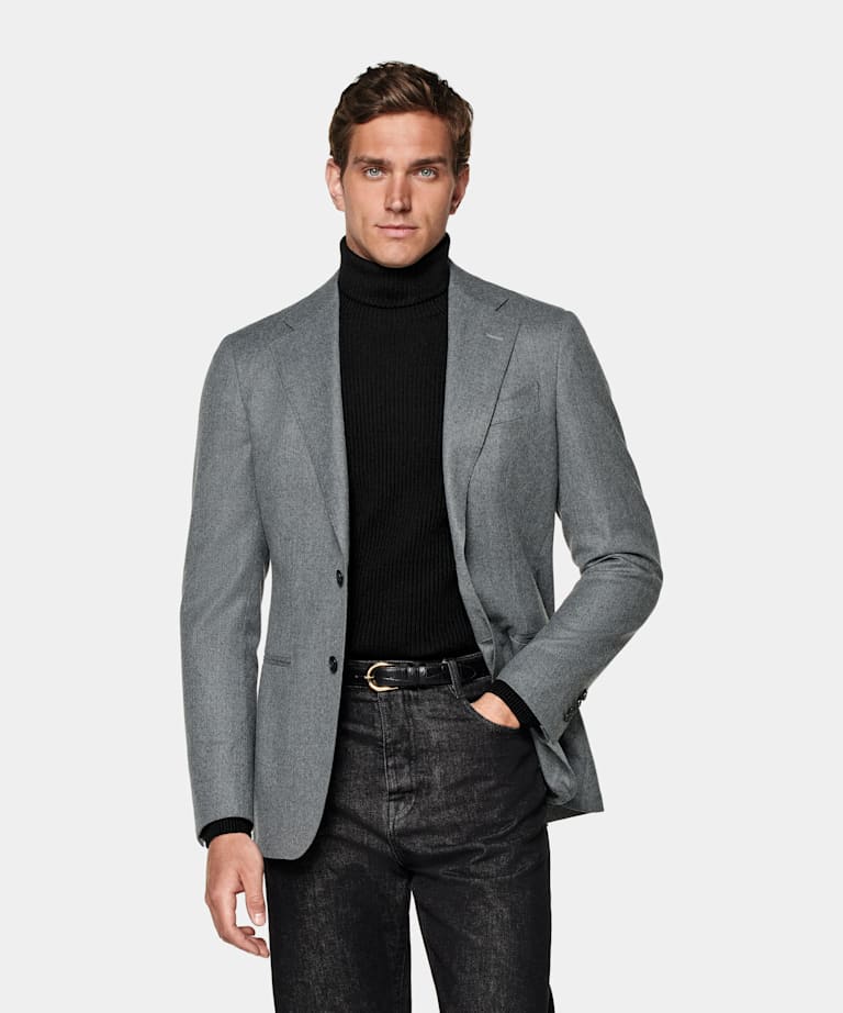 Mid Grey Tailored Fit Havana Blazer