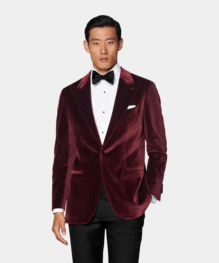 Havana Dinner Jacket Burgunderrot Tailored Fit