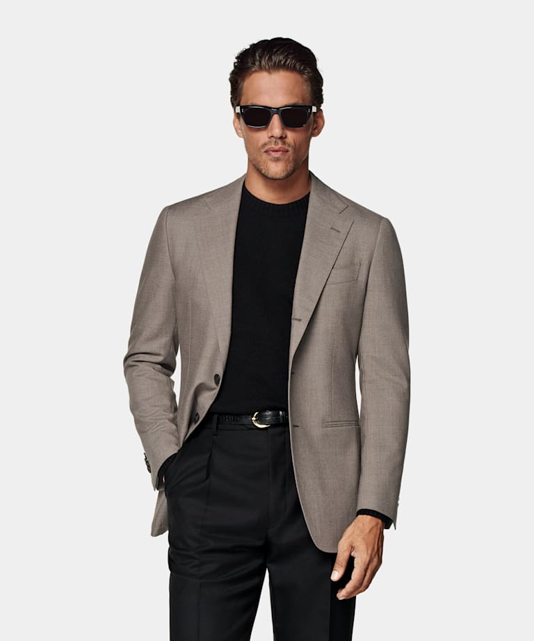 Taupe Tailored Fit Havana Suit Jacket