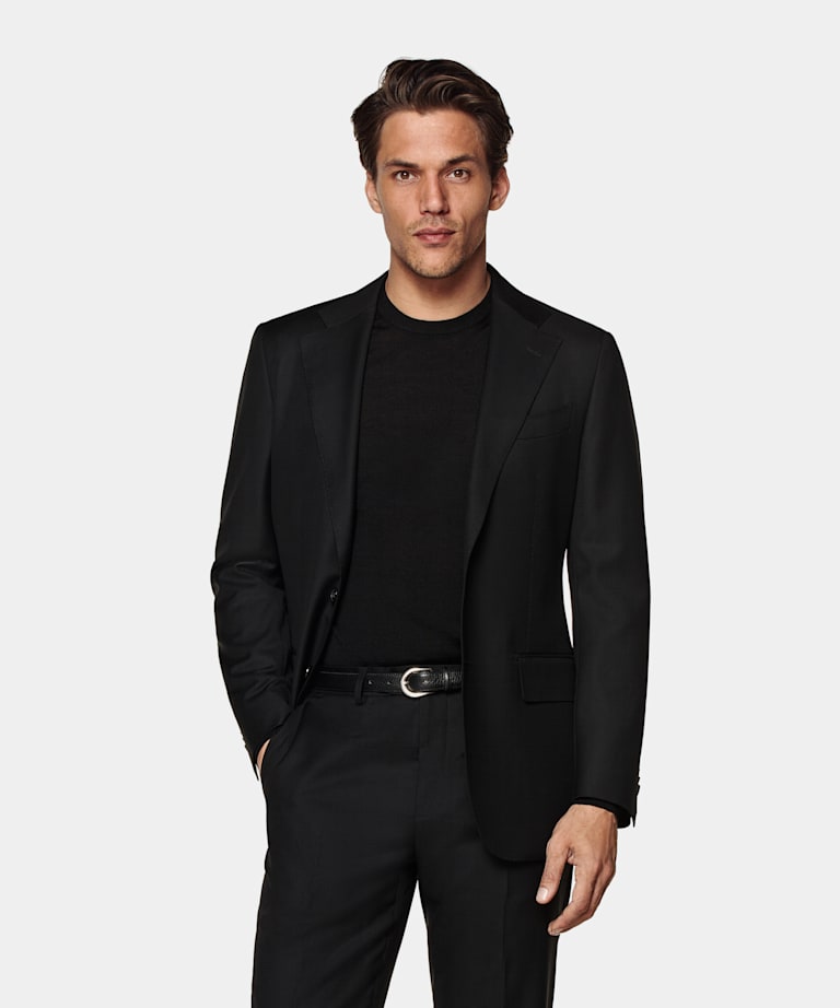 Black Tailored Fit Havana Suit Jacket