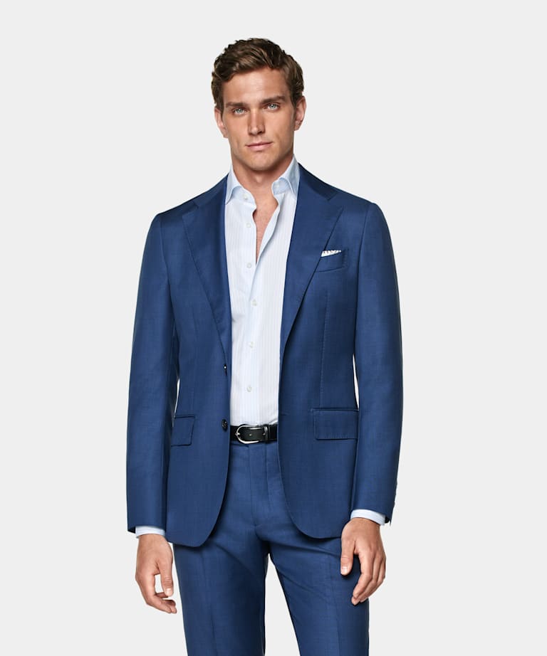 Mid Blue Tailored Fit Havana Suit Jacket