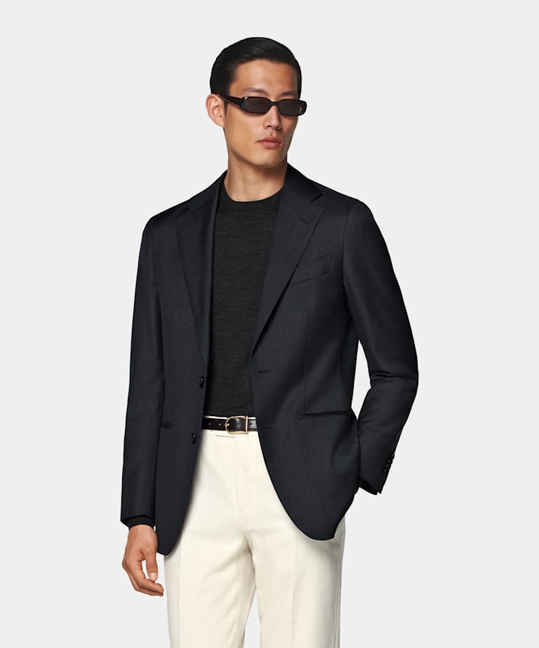 Dark Grey Tailored Fit Havana Suit Jacket