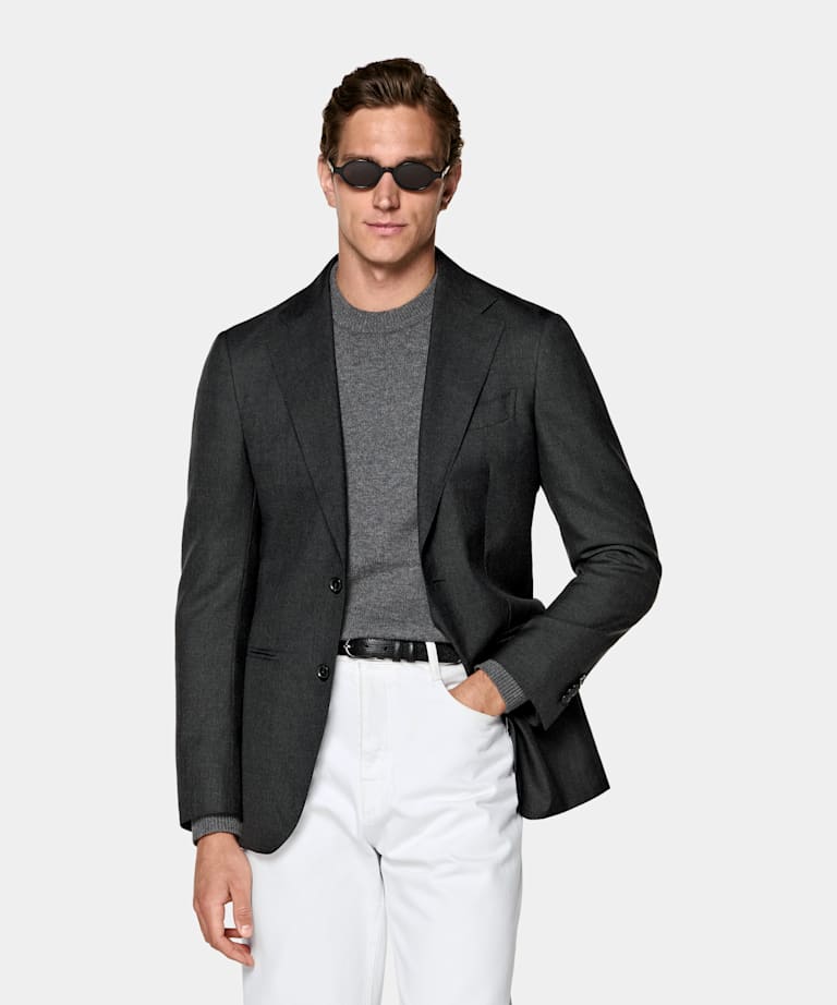 Dark Grey Perennial Tailored Fit Havana Suit Jacket