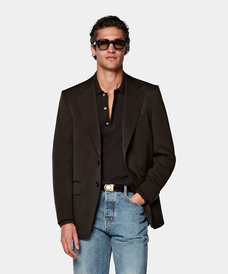 Dark Brown Tailored Fit Milano Suit Jacket