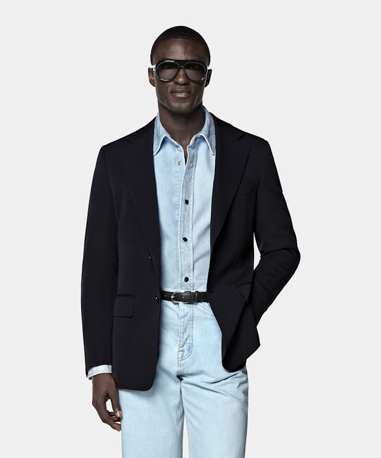 Navy Tailored Fit Milano Suit Jacket
