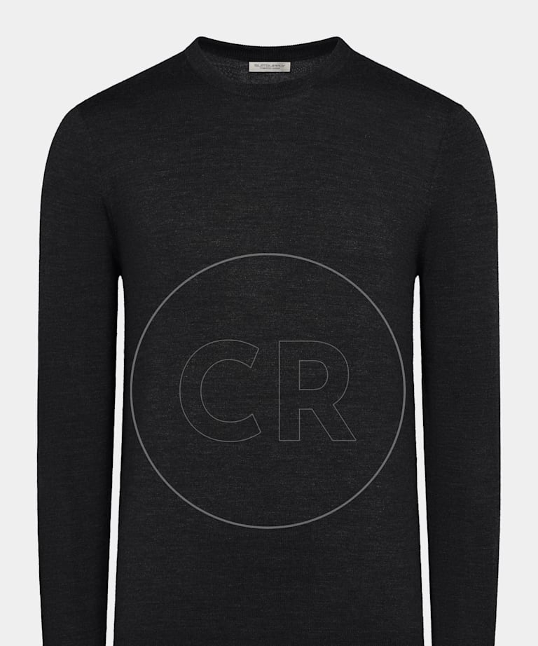 Dark Grey Merino Long Sleeve Polo