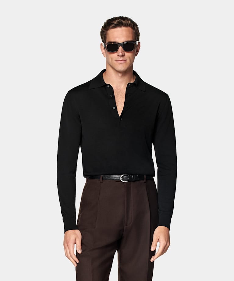 Black Long Sleeve Polo