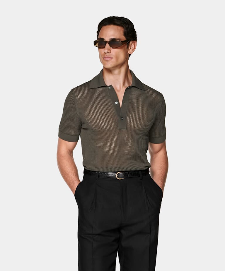 Green Crochet Polo