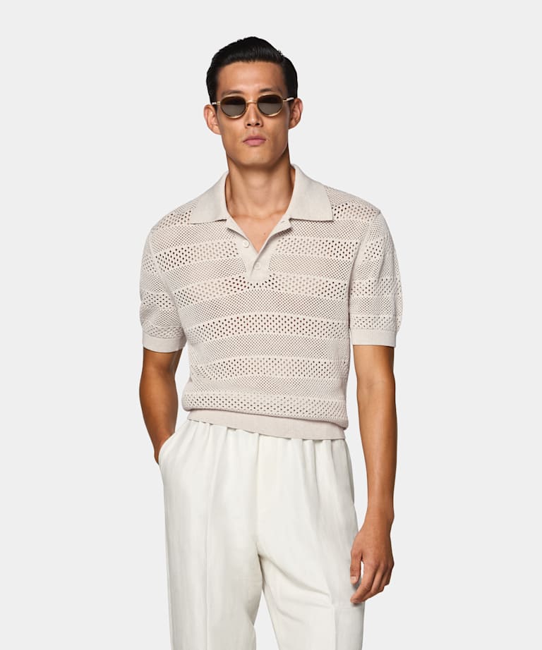 Polo en crochet sable