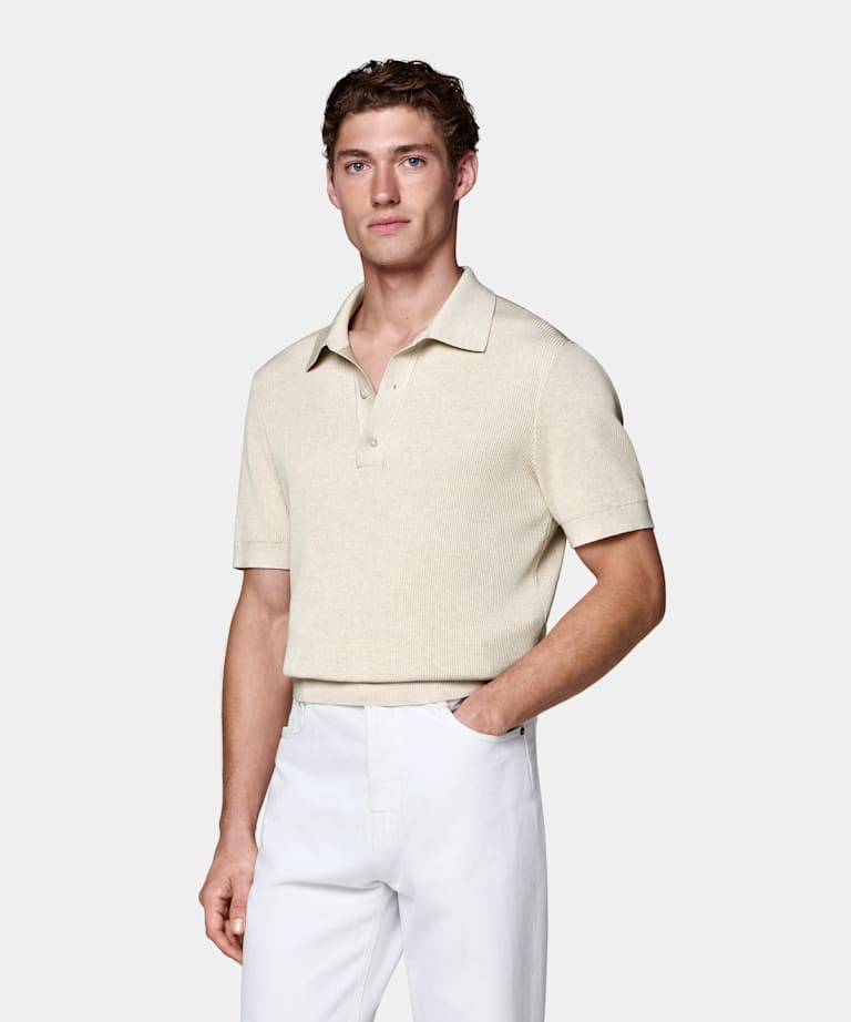 Polo de canal&eacute; color arena