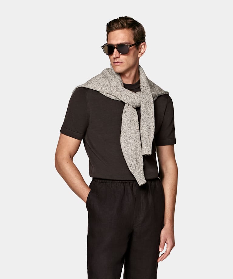 Dark Brown Short Sleeve Crewneck