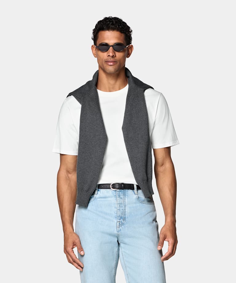 T-shirt a girocollo color panna