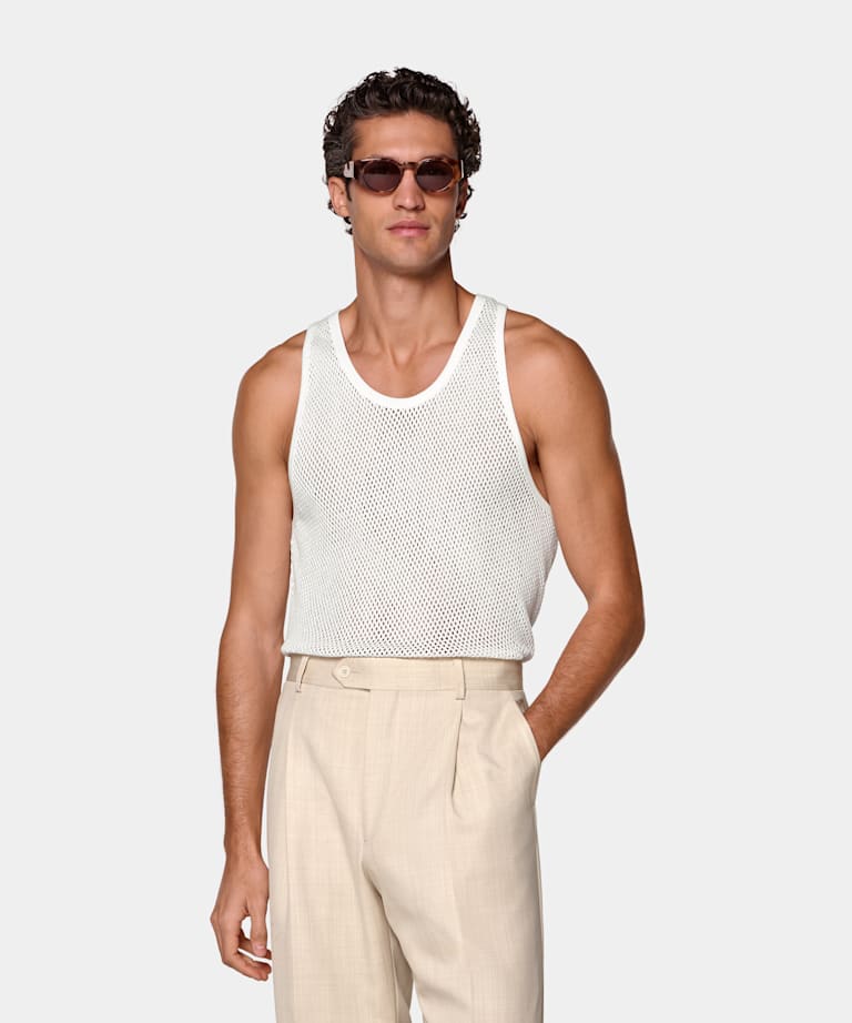 D&eacute;bardeur en crochet blanc cass&eacute;