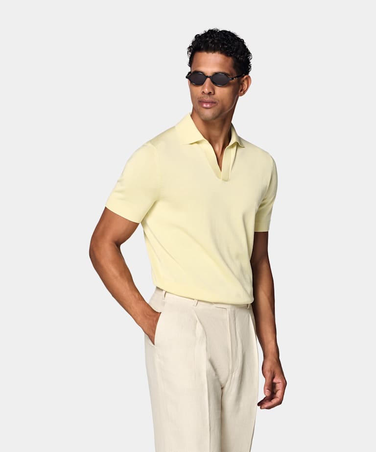 Yellow Buttonless Polo