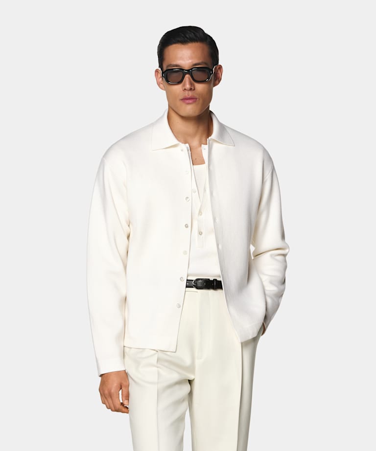 Off-White Long Sleeve Polo Cardigan