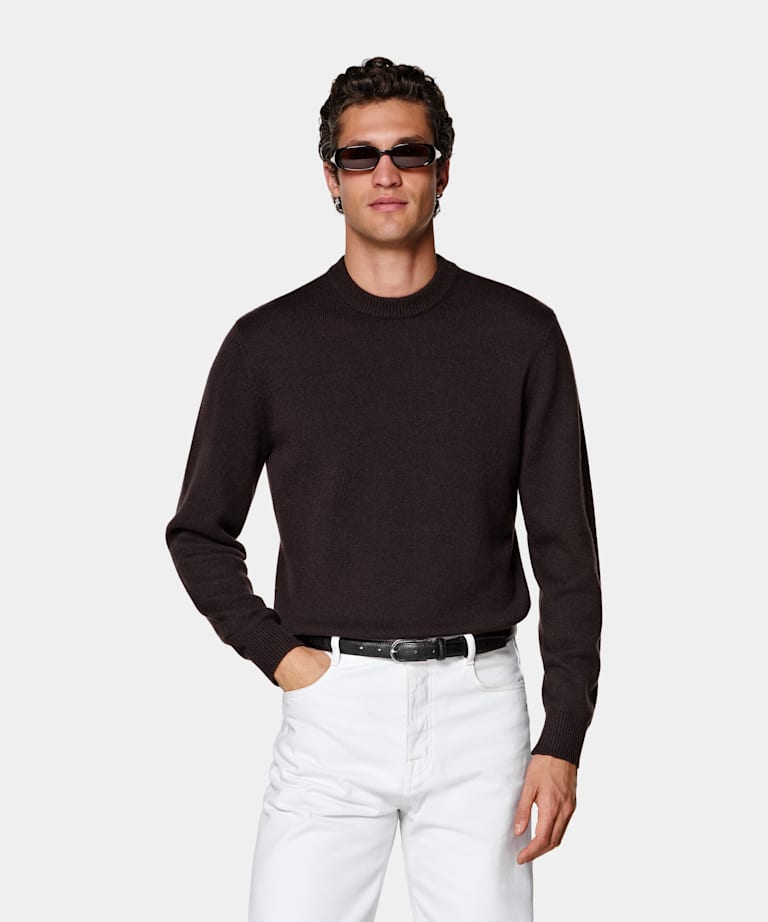 Pull col rond violet fonc&eacute;