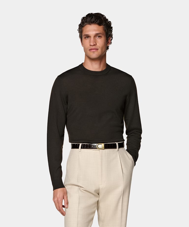 Dark Brown Merino Crewneck