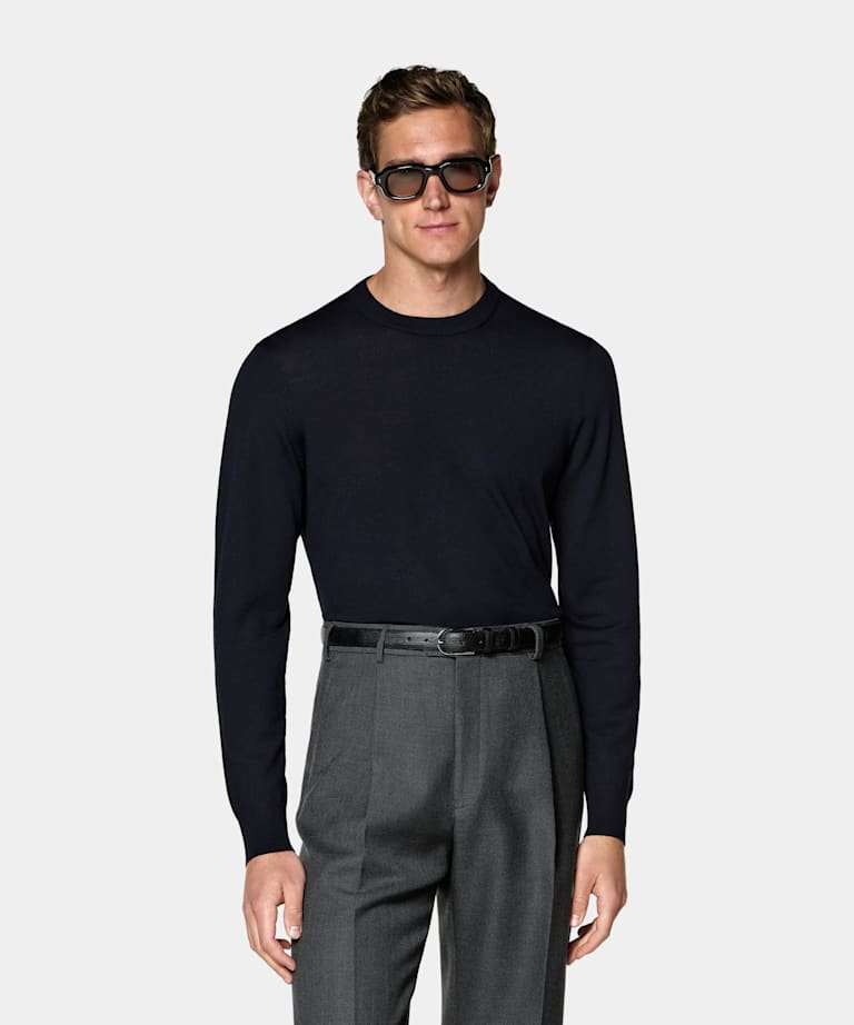 Navy Merino Crewneck