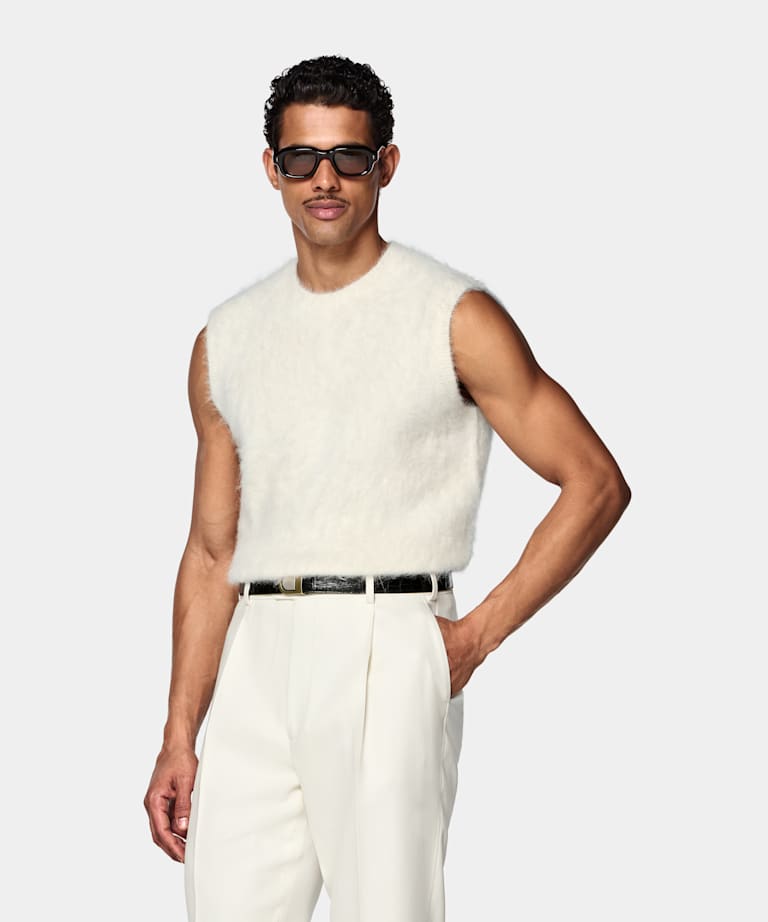 Off-White Shaggy Sleeveless Crewneck