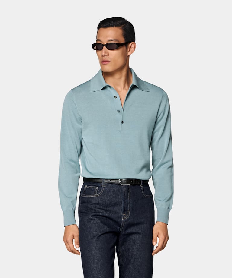 Light Blue Long Sleeve Polo