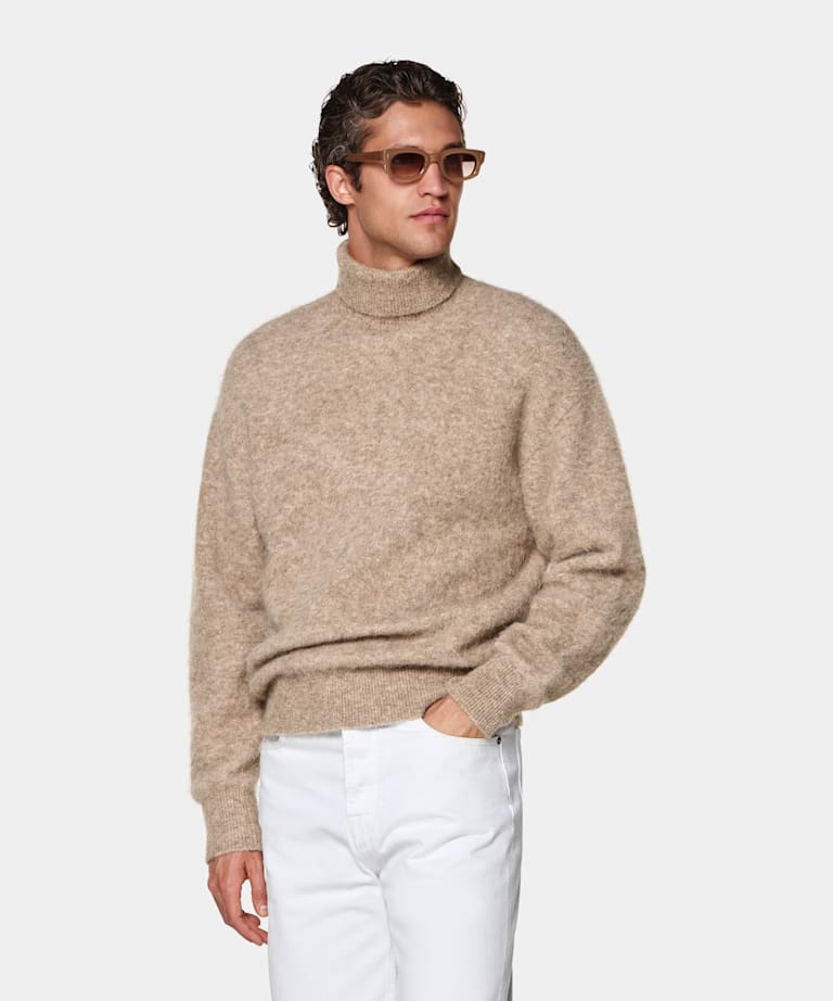 Mid Brown Shaggy Turtleneck