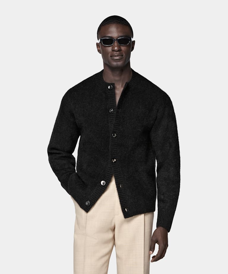 Black Crewneck Cardigan