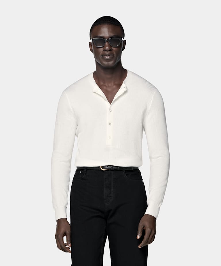 Off-White Ribbed Henley