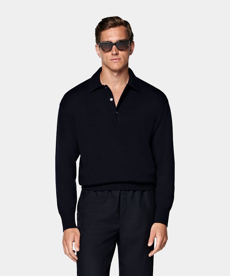 Navy Long Sleeve Polo