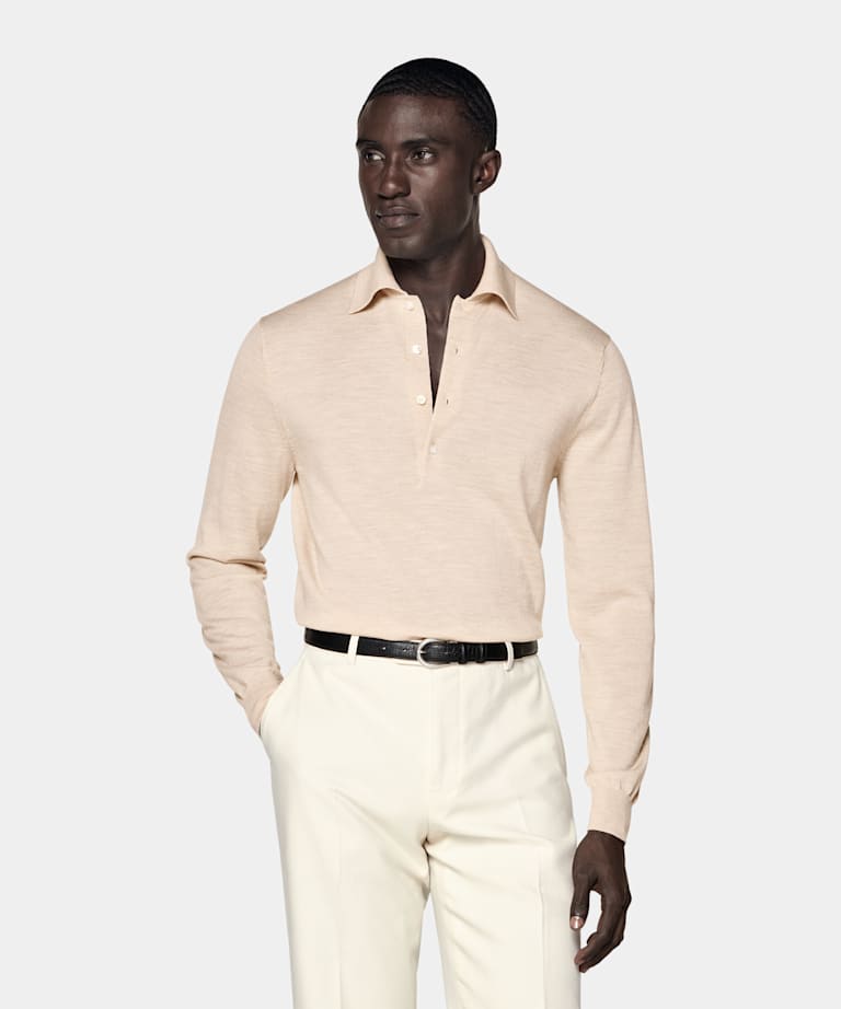 Sand Long Sleeve Polo