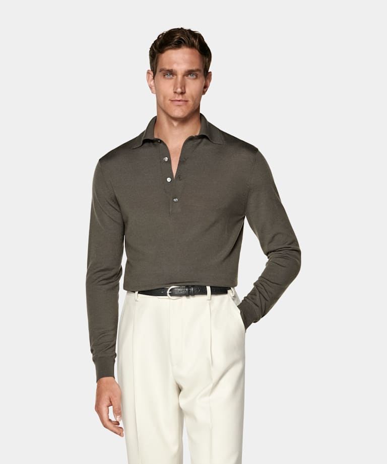 Green Long Sleeve Polo