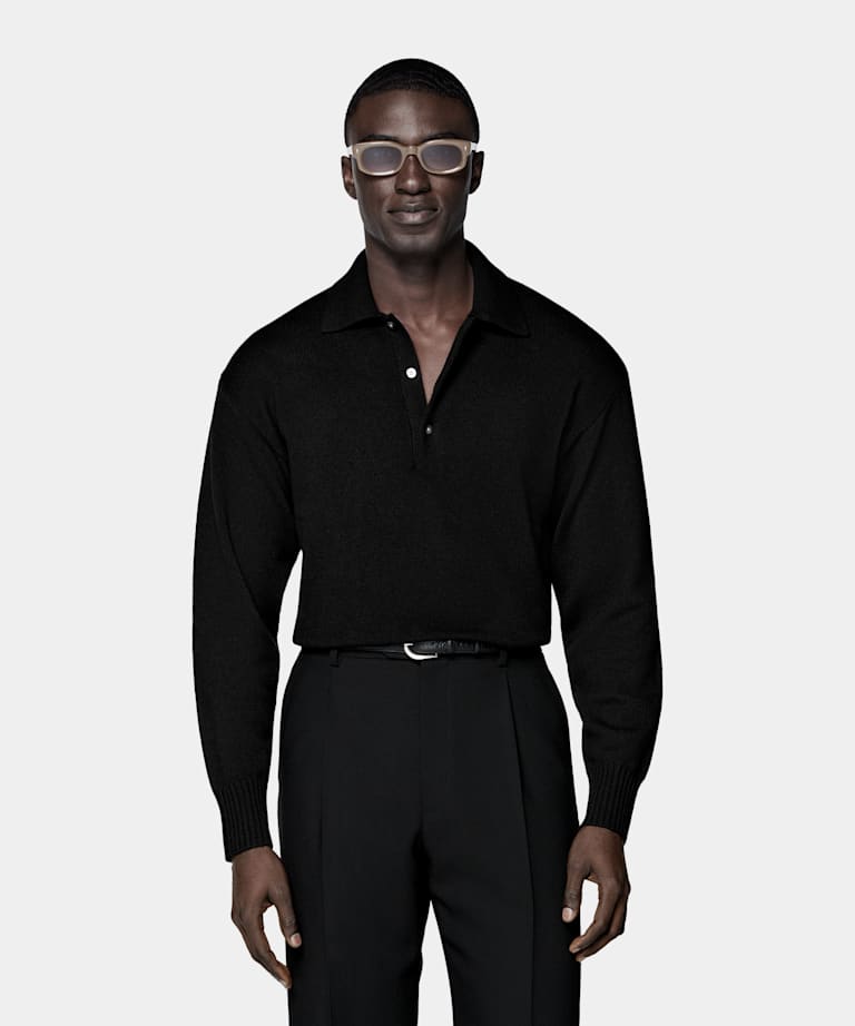 Black Long Sleeve Polo