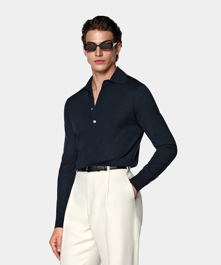 Blue Long Sleeve Polo