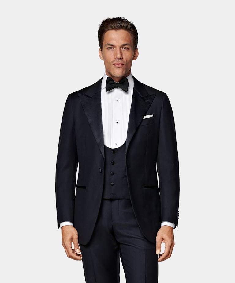Smoking Havana trois pièces coupe Tailored bleu marine